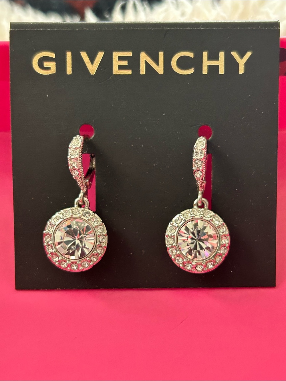 Givenchy Silver-Tone Crystal Halo Drop Earrings